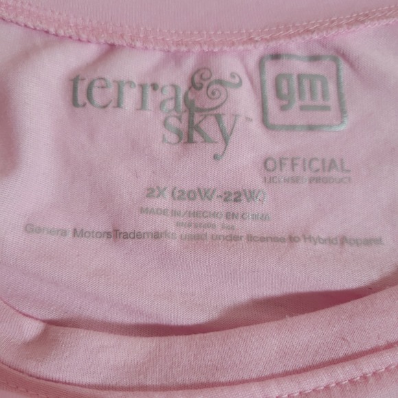Terra Sky Chevrolet Corvette Tshirt Pink Plus Size 2X (20W-22W) Cap Sleeve 1323 - Picture 4 of 6